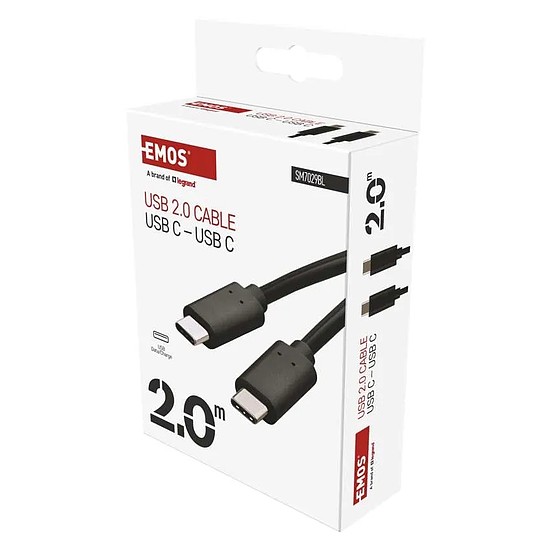Emos Type C-C 2.0 Töltő- és adatkábel 2 m, fekete (SM7029BL)