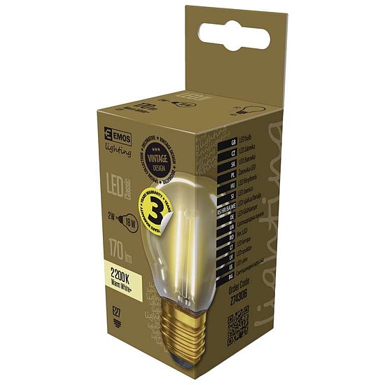 EMOS Vintage LED izzó kisgömb E27 2W 170lm meleg fehér+ (Z74306)