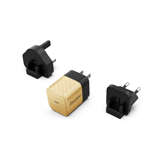 Energizer Ultimate - Multiplug EU / UK / US GaN 20W PD hálózati töltő arany (A20MUGD)