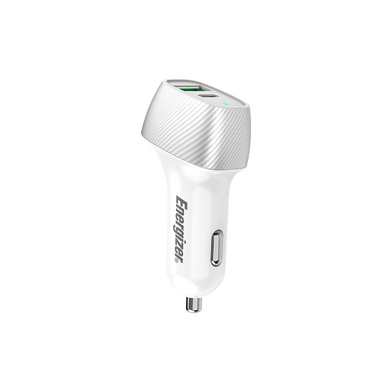 Energizer Ultimate - USB-C és USB-A 38W PD + QC3.0 autós töltő fehér/ezüst (D38WS)