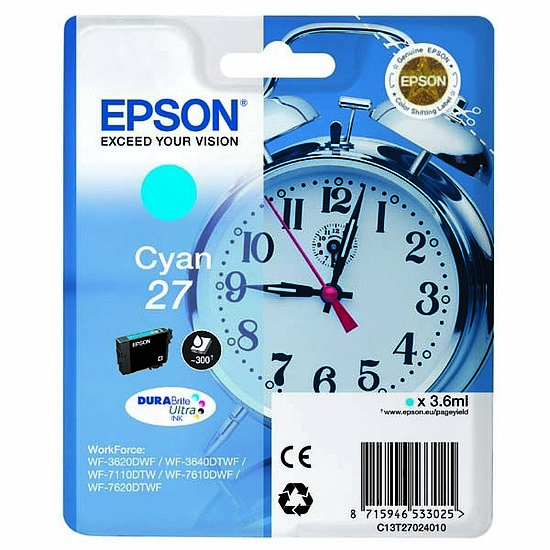 Epson 27 T2702 Cyan tintapatron eredeti C13T27024012 Ébresztőóra