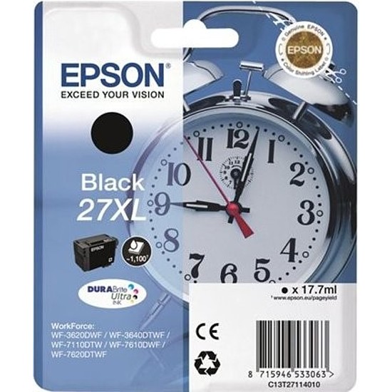 Epson 27XL T2711 Black tintapatron eredeti C13T27114012 Ébresztőóra