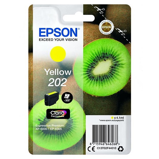 Epson Claria 202 T02F4 Yellow tintapatron eredeti 4,1ml C13T02F44010 Kiwi