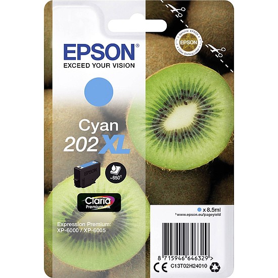 Epson Claria 202XL T02H2 Cyan tintapatron eredeti 8,5ml C13T02H24010 Kiwi