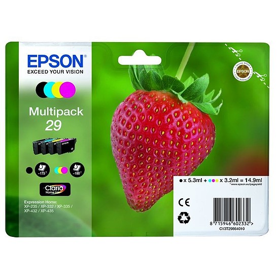 Epson Claria 29 T2986 Multipack Black Cyan Magenta Yellow tintapatron eredeti C13T29864012 (T2981 + T2982 + T2983 + T2984) Eper