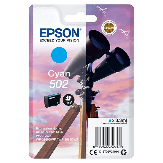 Epson Claria 502 T02V2 Cyan tintapatron eredeti 3,3ml C13T02V24010 Távcső