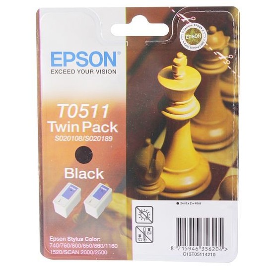 Epson T0511 Twin pack Black tintapatron eredeti C13T05114210 Sakk