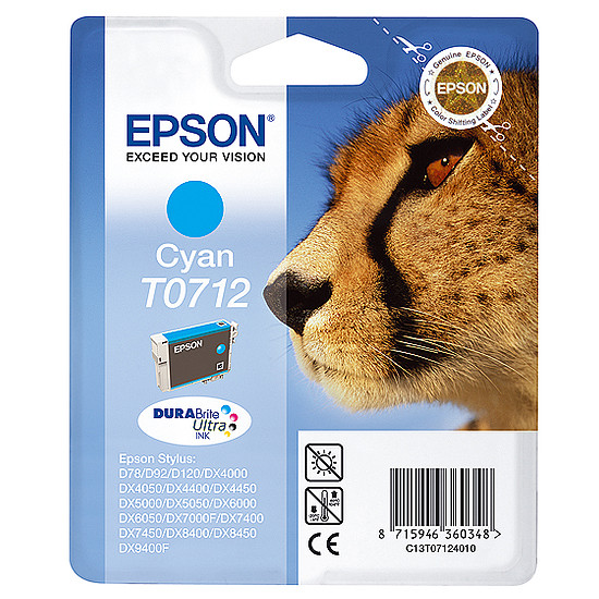 Epson T0712 Cyan tintapatron eredeti C13T07124012 Gepárd