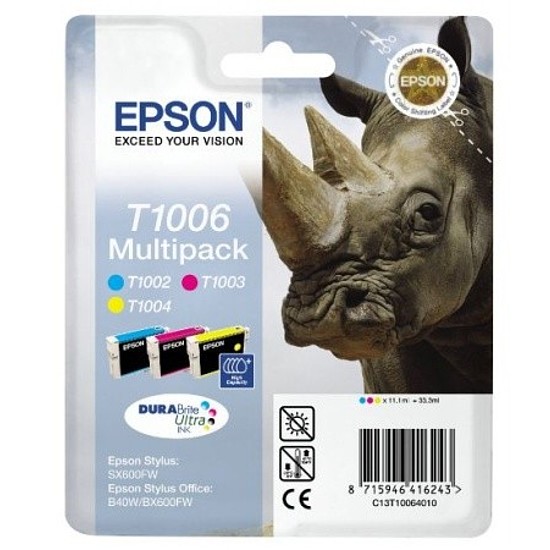 Epson T1006 Multipack Cyan Magenta Yellow tintapatron eredeti C13T10064010 (T1001 + T1002 + T1003) Orrszarvú