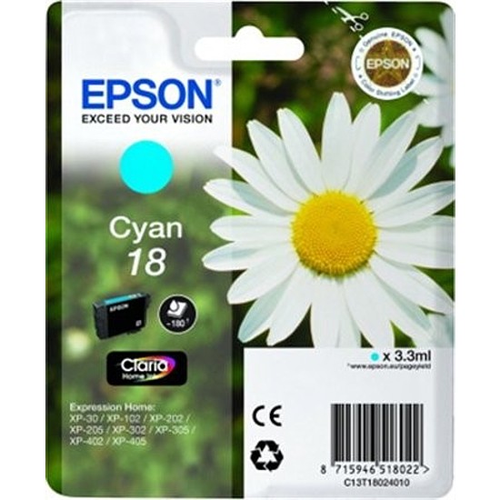 Epson T18 T1802 Cyan tintapatron eredeti C13T18024010 Margaréta