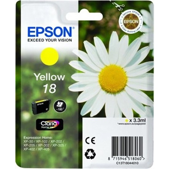 Epson T18 T1804 Yellow tintapatron eredeti C13T18044010 Margaréta