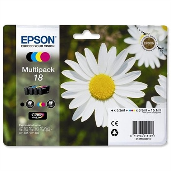 Epson T18 T1806 Multipack Black Cyan Magenta Yellow tintapatron eredeti C13T18064010 (T1801 + T1802 + T1803 + T1804) Margaréta