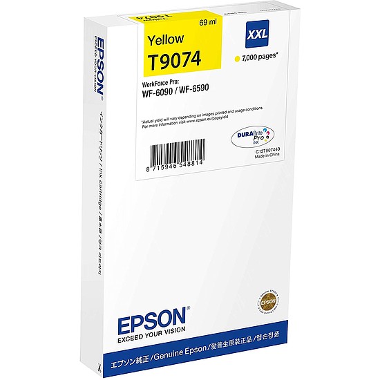 Epson T9074 Yellow tintapatron eredeti 7K C13T907440