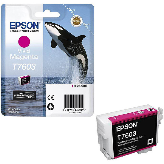 Epson UltraChrome 76 T7603 Magenta tintapatron eredeti 25,9ml C13T76034010 Kardszárnyú delfin