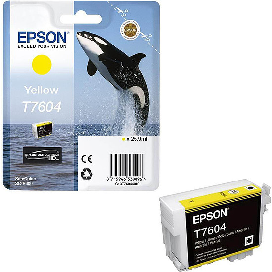 Epson UltraChrome 76 T7604 Yellow tintapatron eredeti 25,9ml C13T76044010 Kardszárnyú delfin