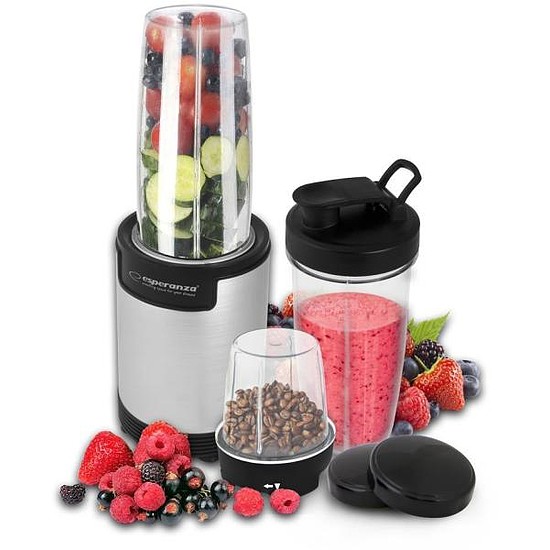 Esperanza Nutri Bomb turmixgép, smoothi készítő, aprító, fekete-ezüst (EKM030)