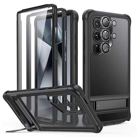 ESR - Armor Tough Kickstand HaloLock + képernyővédő fólia - Samsung Galaxy S24 Ultra - matt fekete (KF2318127)