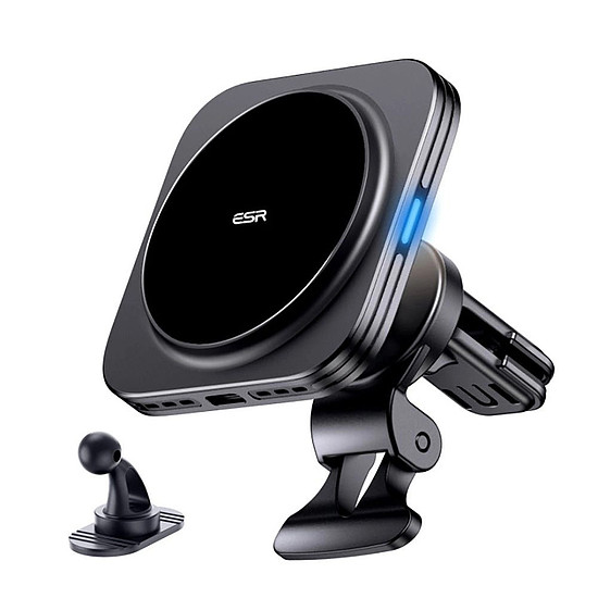 ESR - autós tartó vezeték nélküli töltéssel Qi2 HaloLock (2B51801) - CryoBoosttal, MagSafe kompatibilis, légtelenítőhöz - fekete (KF2335805)