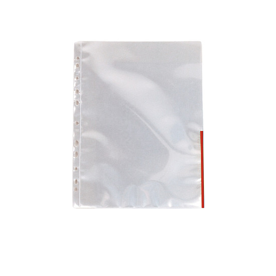 Esselte lefűzhető genotherm speciális A4 105 mikron víztiszta felül és oldalt félig nyitott piros szélű 100db/csomag 55363