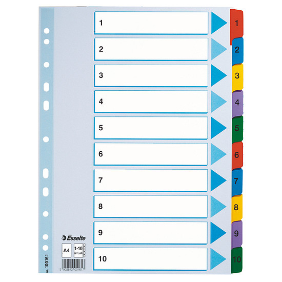 Esselte Mylar laminált karton regiszter A4 10 részes 1-10-ig 100161