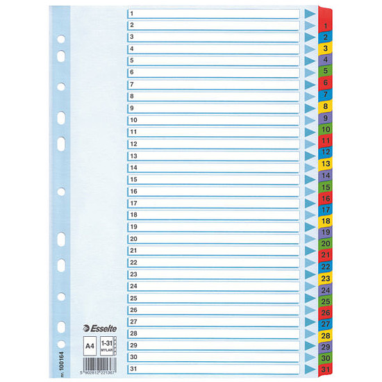 Esselte Mylar laminált karton regiszter A4 31 részes 1-31-ig 100164