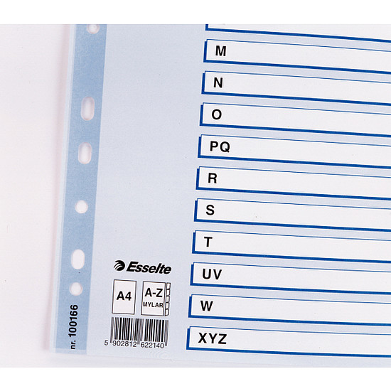 Esselte Mylar laminált karton regiszter A4 A-Z-ig 100166