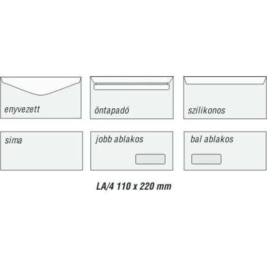 Euro boríték LA4 110x220 mm öntapadó 879/megszűnt Akció a készlet erejéig!