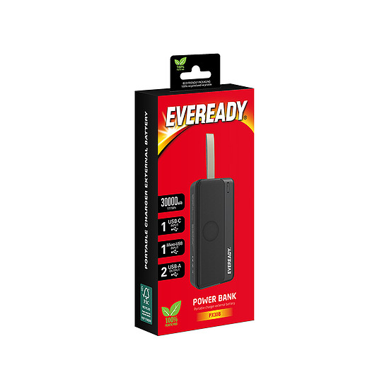 Eveready PX30B - Powerbank 30000 mAh 2x USB-A fekete (PX30B)