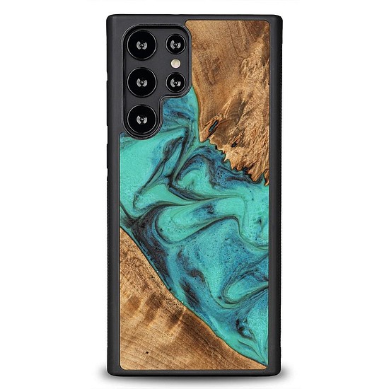 Fa és gyanta tok Samsung Galaxy S22 Ultra Bewood egyedi türkiz - türkiz fekete