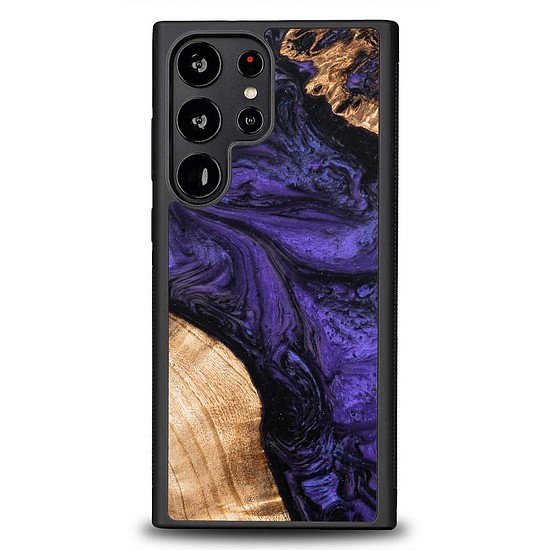 Fa és műgyanta tok Samsung Galaxy S23 Ultra Bewood egyedi lila - lila és fekete