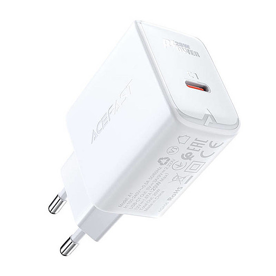 Fali töltő Acefast A1 PD20W, 1x USB-C, fehér (A1 white)