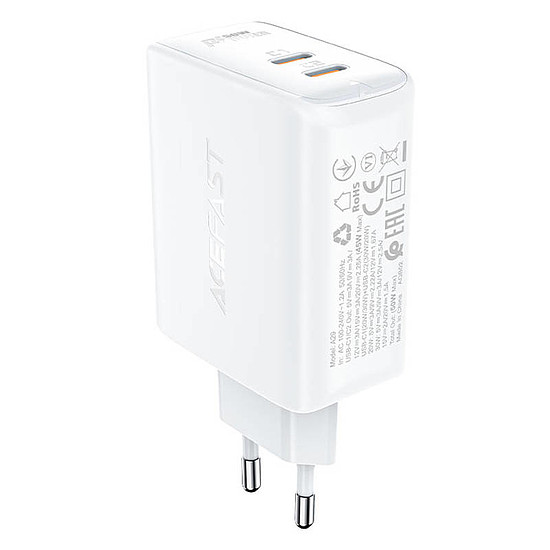 Fali töltő Acefast A29 PD50W GAN, 2x USB, 50W, fehér (A29 white)
