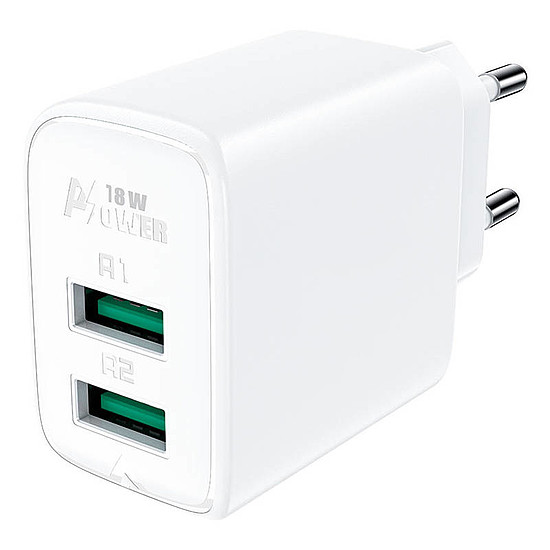 Fali töltő Acefast A33, 2x USB, 18W, QC3.0, fehér (A33 white)