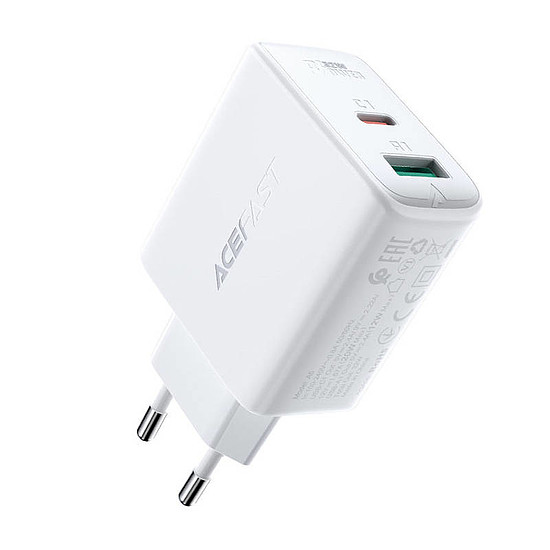 Fali töltő Acefast A5 PD32W, USB + USB-C, fehér (A5 white)