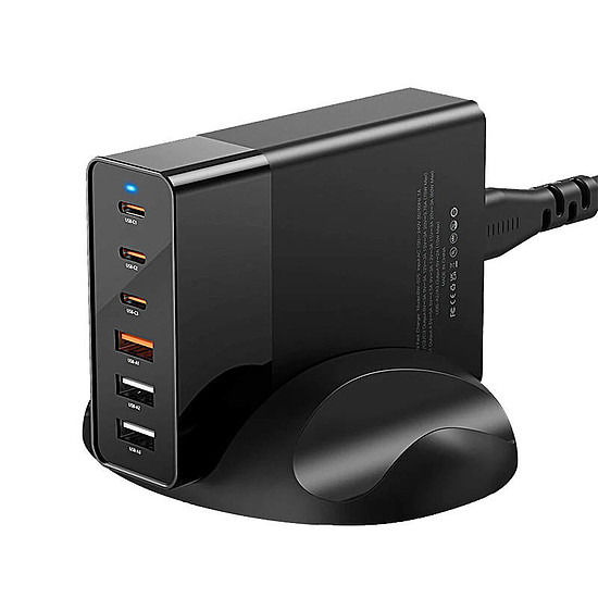 Fali töltő Blitzwolf BW-S25, 75W, 3x USB + 3x USB-C, fekete (BW-S25)