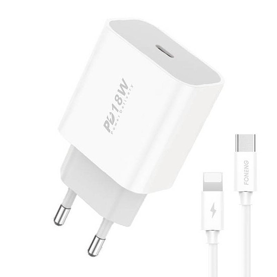 Fali töltő Foneng EU23 18W + USB-C - Lightning kábel (EU23 iPhone)