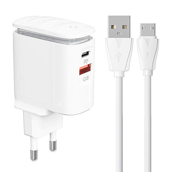 Fali töltő LDNIO A2423C USB, USB-C + MicroUSB kábel (A2423C Micro)