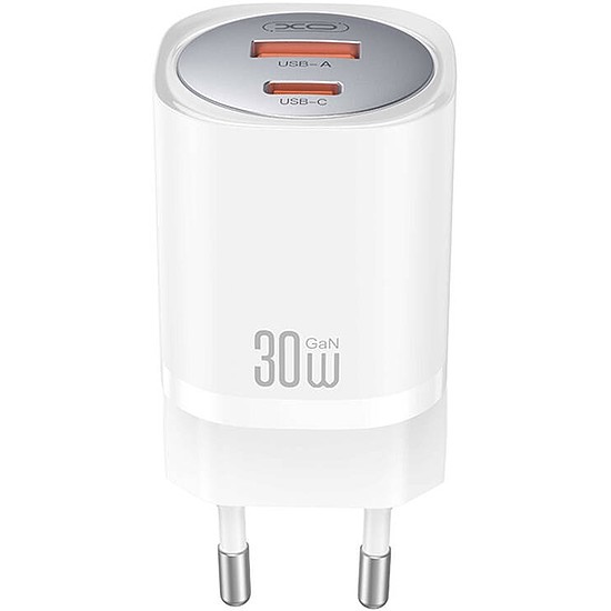 Fali töltő XO CE21, 30W, GaN, 1x USB-C, 1x USB-A