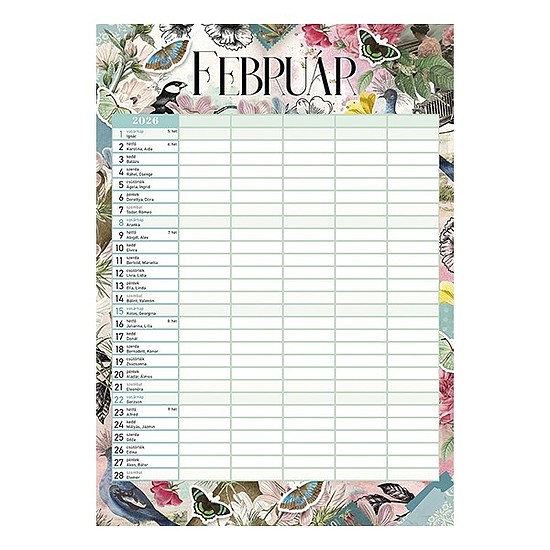 Falinaptár 2026 spirálozott LIZZY CARD B/4 álló Anyu tervezője Scrapbook Style