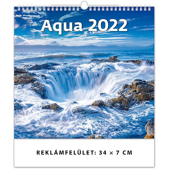 Falinaptár Aqua 340x325 mm spirálozott, reklámfelület: 70mm
