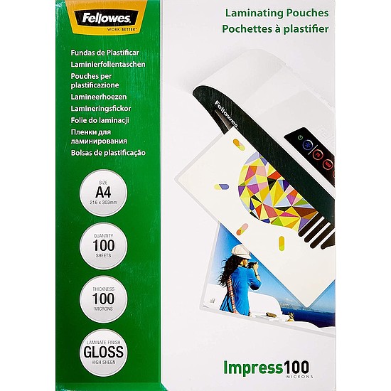 Fellowes laminálógéphez fényes meleglamináló fólia 100 mikron, A3 (5351205)