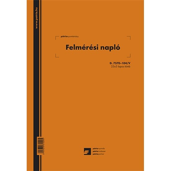 Felmérési napló A4 25x5 lapos