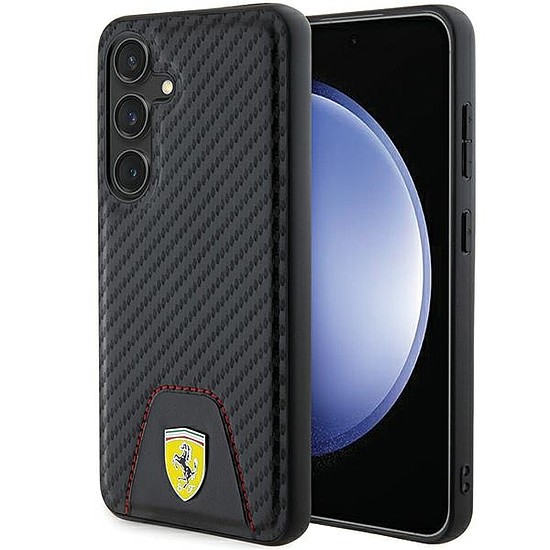 Ferrari Carbon varrott alsó tok Samsung Galaxy S24-hez - fekete
