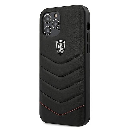 Ferrari FEHQUHCP12LBK iPhone 12 Pro Max 6.7" fekete/fekete keménytok Off Track Quilted
