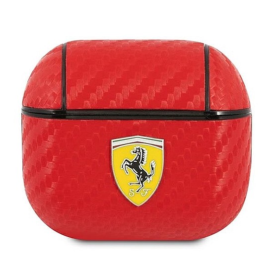 Ferrari FESA3CARE AirPods 3 borító, piros/piros PU Carbon pályán