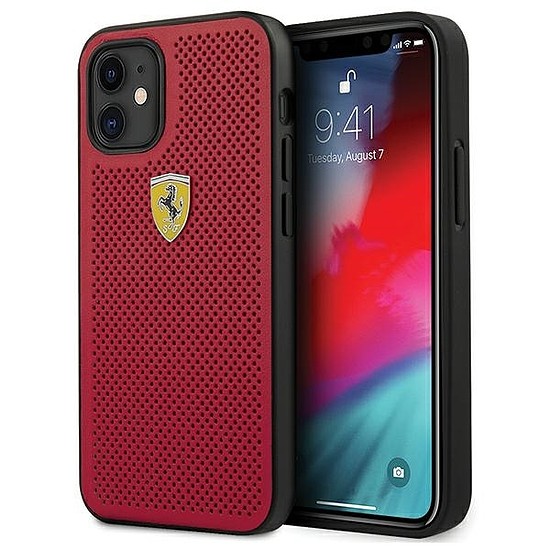 Ferrari FESPEHCP12SRE iPhone 12 mini 5.4" piros/piros keménytok On Track Perforált