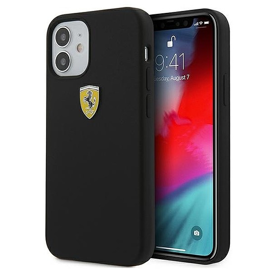 Ferrari FESSIHCP12SBK iPhone 12 mini 5.4" fekete/fekete kemény tok On Track Szilikon