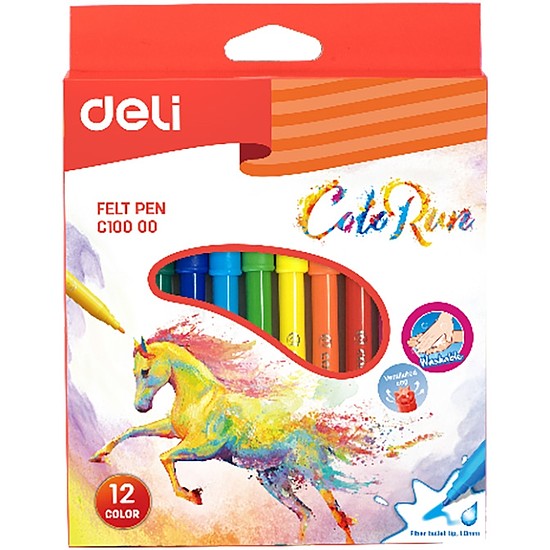 Filctollkészlet, 1,0 mm, DELI Color Run, 12 különböző szín (DEC10000)