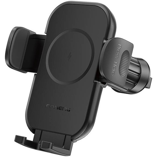 Foneng CP101 autós hűtőrács tartó 15 W-os vezeték nélküli töltővel fekete (CP101 Air Vent)