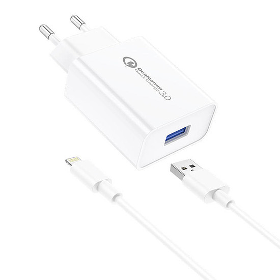 Foneng EU13 fali töltő + USB-Lightning kábel, 3A, fehér (EU13 iPhone)